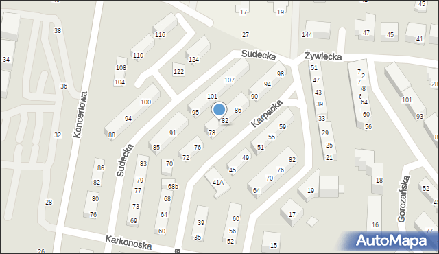 Lublin, Karpacka, 80, mapa Lublina