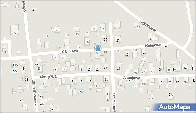 Luboń, Kalinowa, 14, mapa Luboń