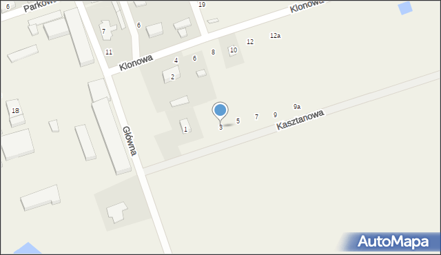 Lućmierz-Ośrodek, Kasztanowa, 3, mapa Lućmierz-Ośrodek