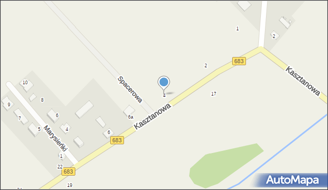 Ludwików, Kasztanowa, 4, mapa Ludwików