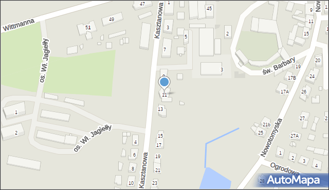 Lwówek, Kasztanowa, 11, mapa Lwówek