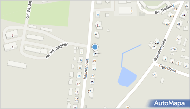 Lwówek, Kasztanowa, 17, mapa Lwówek