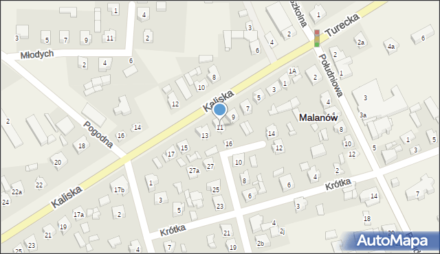 Malanów, Kaliska, 11, mapa Malanów