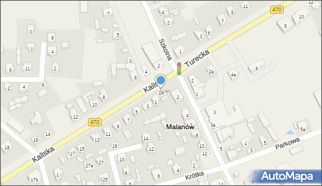 Malanów, Kaliska, 1A, mapa Malanów