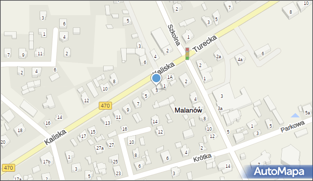 Malanów, Kaliska, 3, mapa Malanów