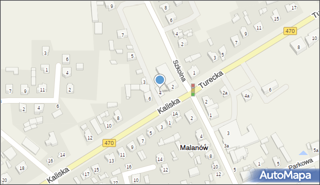 Malanów, Kaliska, 4, mapa Malanów