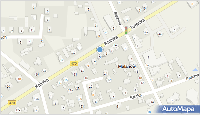 Malanów, Kaliska, 5, mapa Malanów