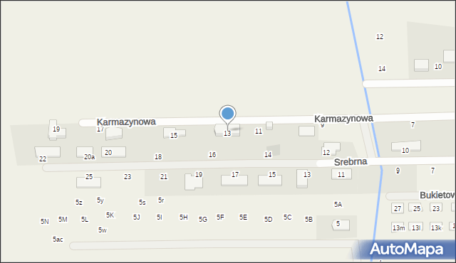 Marysin, Karmazynowa, 13, mapa Marysin