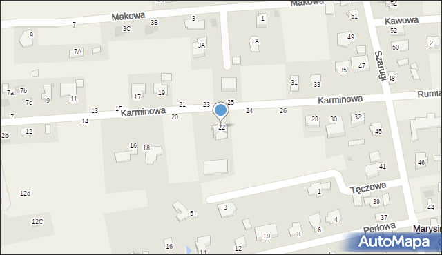 Marysin, Karminowa, 22, mapa Marysin