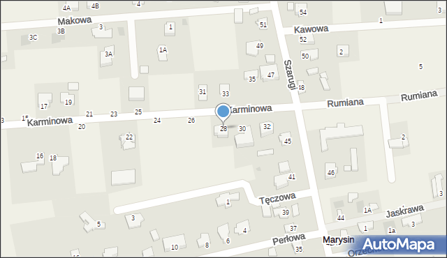 Marysin, Karminowa, 28, mapa Marysin