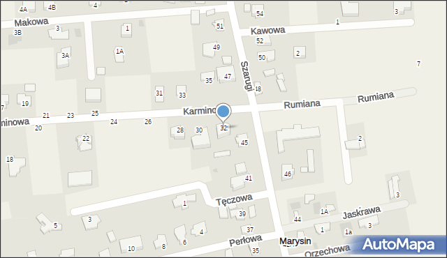 Marysin, Karminowa, 32, mapa Marysin