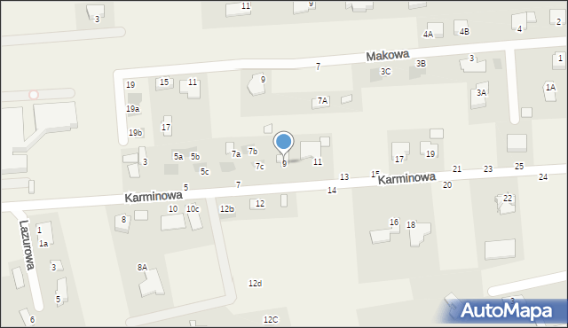 Marysin, Karminowa, 9, mapa Marysin