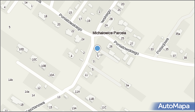 Michałowice-Wieś, Kasztanowa, 1, mapa Michałowice-Wieś