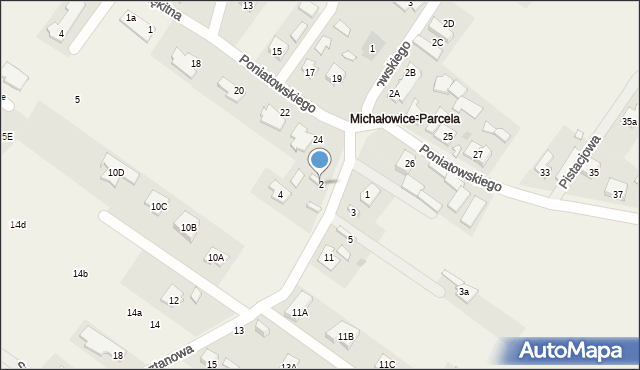 Michałowice-Wieś, Kasztanowa, 2, mapa Michałowice-Wieś