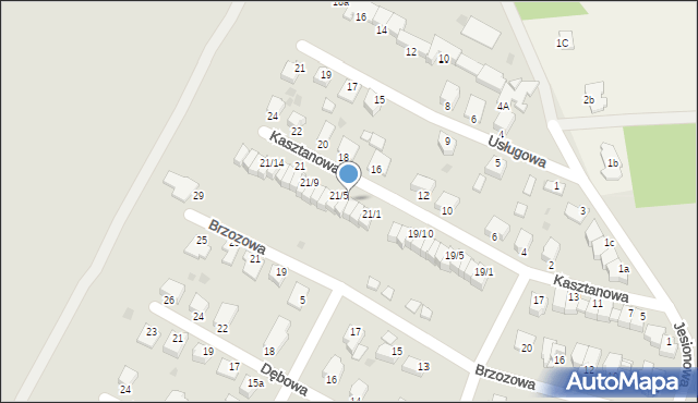 Mielec, Kasztanowa, 21/4, mapa Mielca