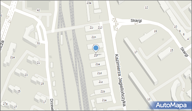 Mielec, Kazimierza Jagiellończyka, 21f, mapa Mielca
