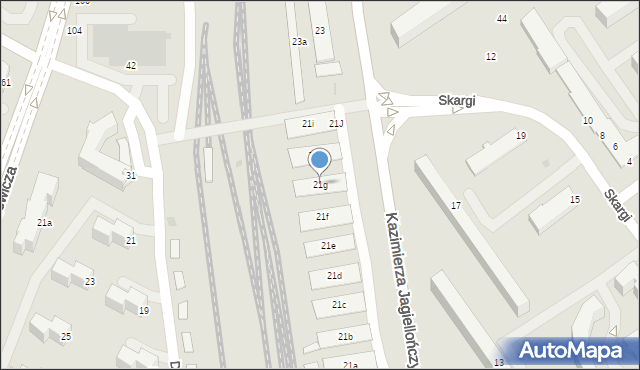 Mielec, Kazimierza Jagiellończyka, 21g, mapa Mielca