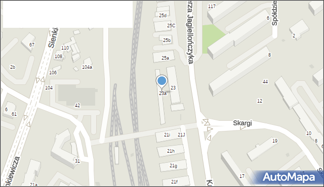 Mielec, Kazimierza Jagiellończyka, 23a, mapa Mielca