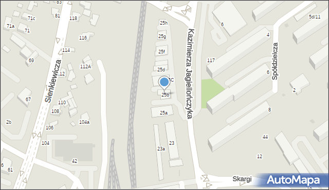 Mielec, Kazimierza Jagiellończyka, 25b, mapa Mielca