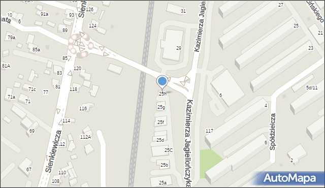 Mielec, Kazimierza Jagiellończyka, 25h, mapa Mielca