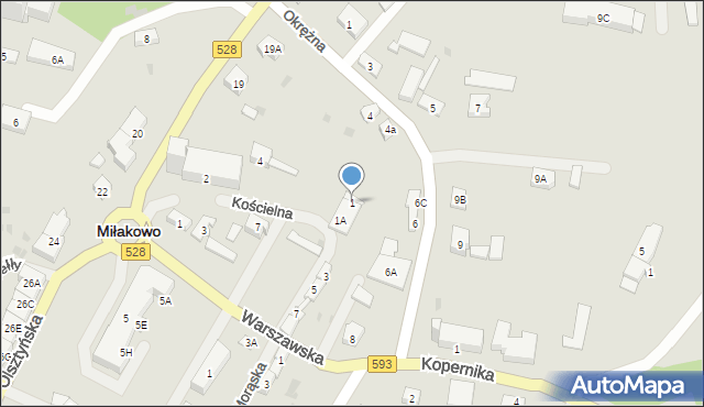 Miłakowo, Katowicka, 1, mapa Miłakowo