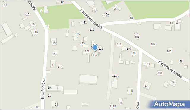 Milanówek, Kazimierzowska, 117, mapa Milanówek