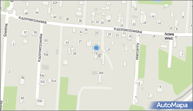 Milanówek, Kazimierzowska, 31, mapa Milanówek