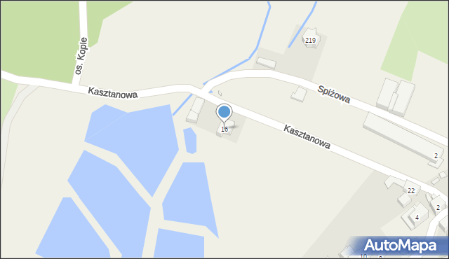 Miłków, Kasztanowa, 16, mapa Miłków