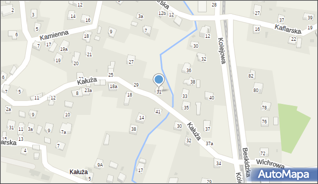 Milówka, Kałuża, 31, mapa Milówka