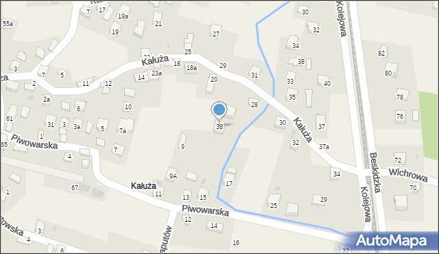 Milówka, Kałuża, 38, mapa Milówka