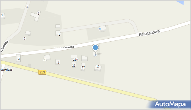 Minkowice, Kasztanowa, 8, mapa Minkowice