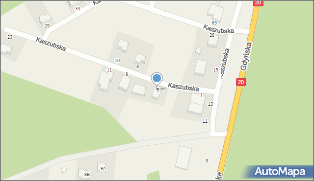 Miszewko, Kaszubska, 5, mapa Miszewko