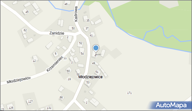 Młodziejowice, Kadrowa, 47, mapa Młodziejowice