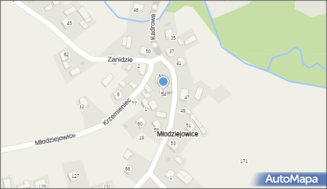 Młodziejowice, Kadrowa, 54, mapa Młodziejowice