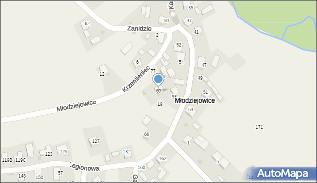 Młodziejowice, Kadrowa, 60, mapa Młodziejowice