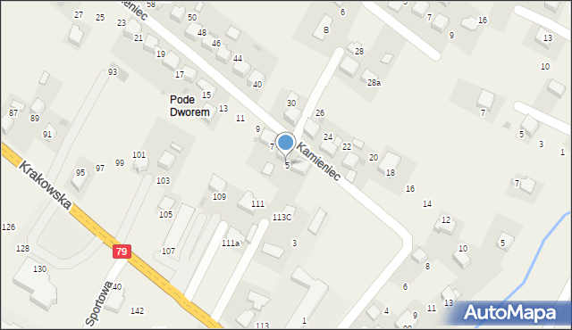 Młoszowa, Kamieniec, 5, mapa Młoszowa