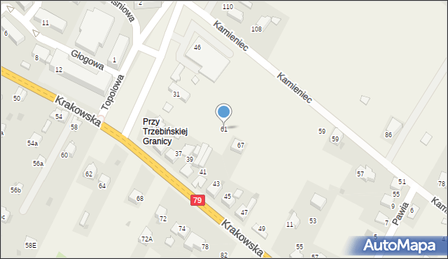 Młoszowa, Kamieniec, 61, mapa Młoszowa