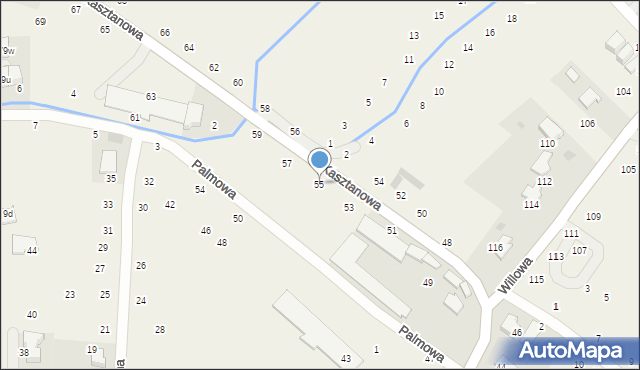 Modlniczka, Kasztanowa, 55, mapa Modlniczka