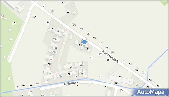 Modlniczka, Kasztanowa, 73, mapa Modlniczka