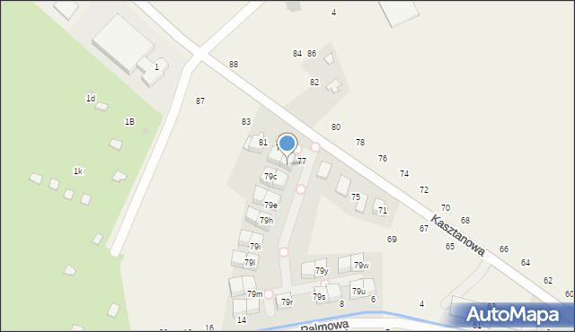 Modlniczka, Kasztanowa, 79a, mapa Modlniczka