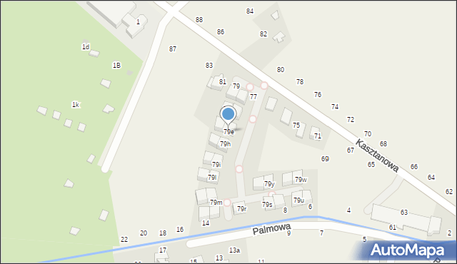 Modlniczka, Kasztanowa, 79e, mapa Modlniczka