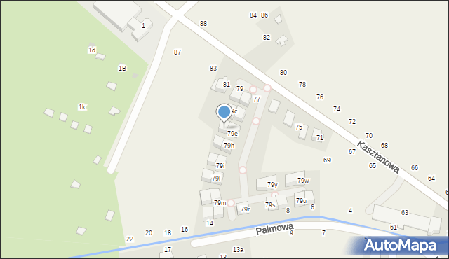 Modlniczka, Kasztanowa, 79f, mapa Modlniczka