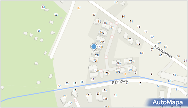 Modlniczka, Kasztanowa, 79j, mapa Modlniczka