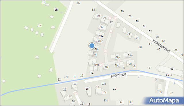 Modlniczka, Kasztanowa, 79k, mapa Modlniczka