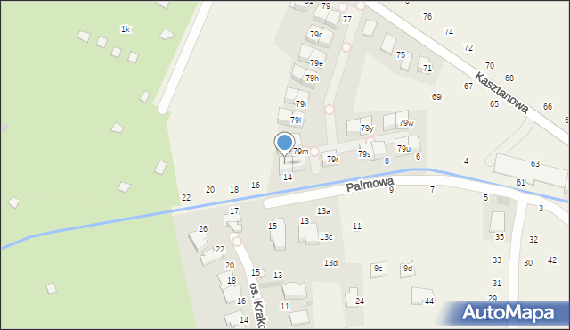 Modlniczka, Kasztanowa, 79o, mapa Modlniczka