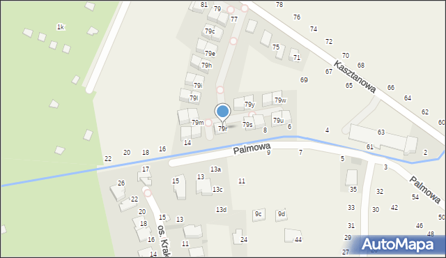 Modlniczka, Kasztanowa, 79r, mapa Modlniczka