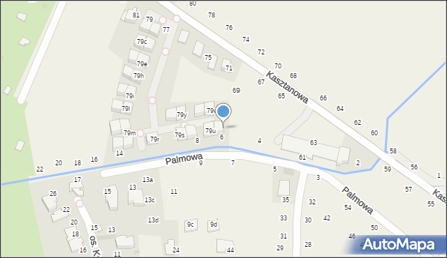 Modlniczka, Kasztanowa, 79v, mapa Modlniczka