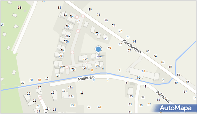 Modlniczka, Kasztanowa, 79w, mapa Modlniczka