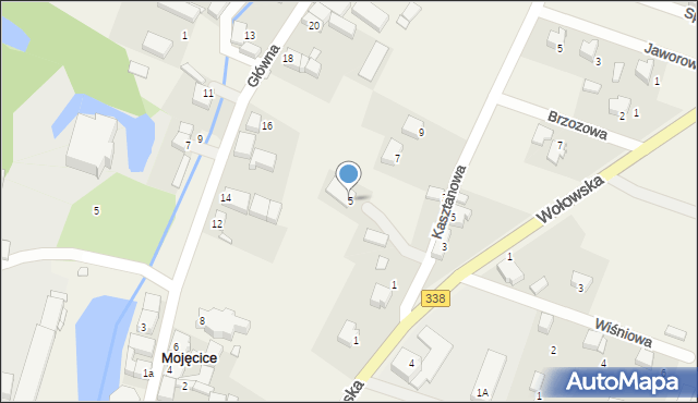 Mojęcice, Kasztanowa, 5, mapa Mojęcice