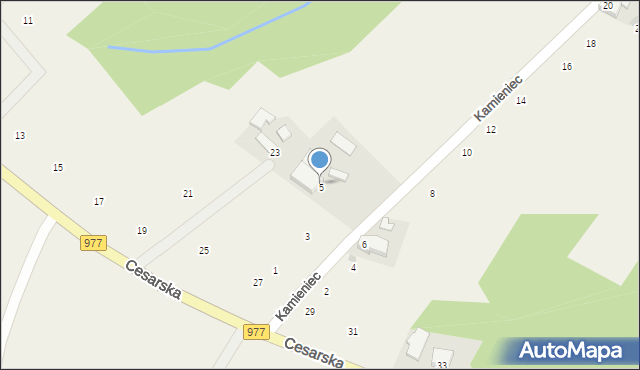 Moszczenica, Kamieniec, 5, mapa Moszczenica